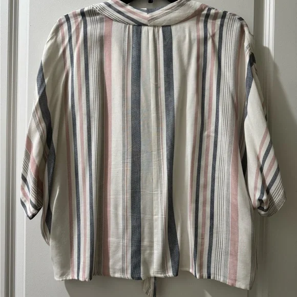Striped Button-Down Tie-Front Top - Picture 4 of 4